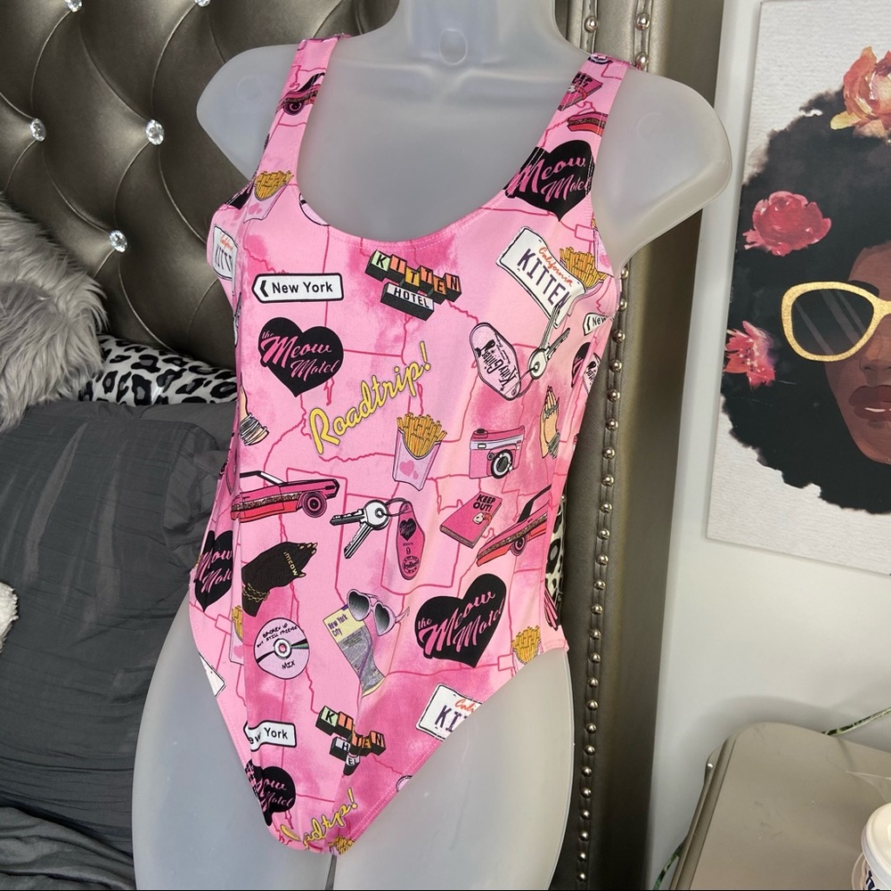 Forever 21 Pink Graphic Bodysuit